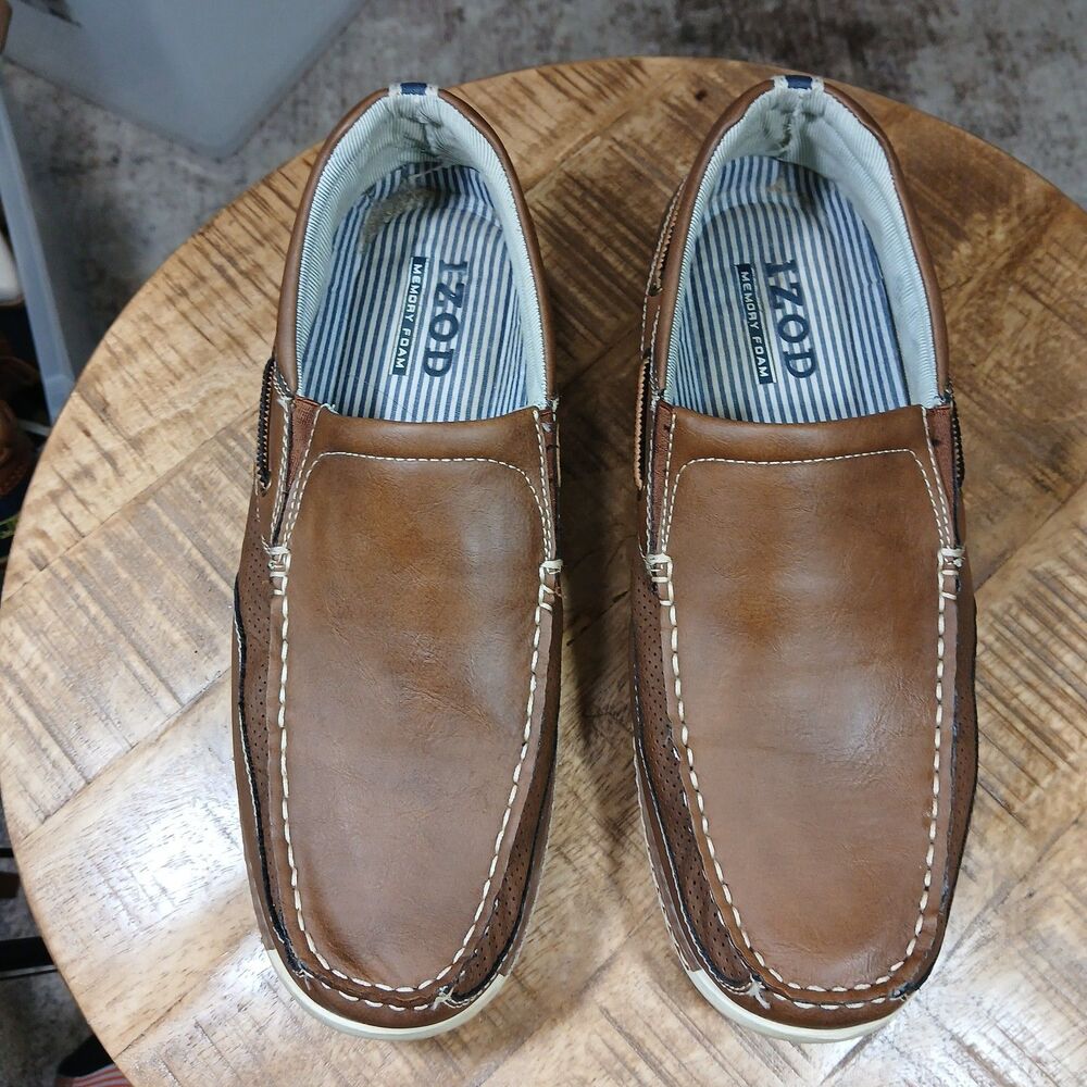 Izod Hayward mens 10.5 slip on Loafer shoes Brown Comfort Everyday Wear Work - Picture 7 of 12